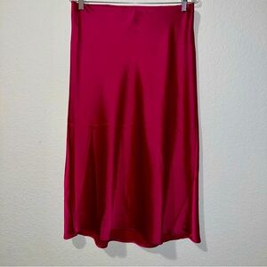 Maison d’Amelie Pink Fuchsia Satin Midi Skirt